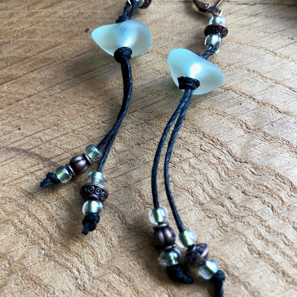 Sea Glass Beaded‎ Earrings, Beachy, Mermaidcore, Handmade